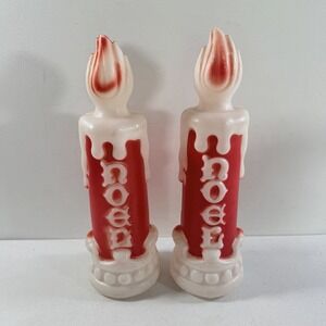 Vintage Empire Noel Candle Stick Plastic Blow Mold Pair 13" No Lights 1970